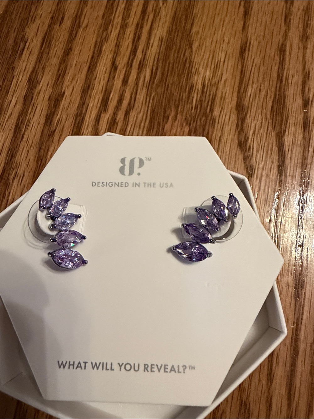 Purple Marquise Crystal Ear Climbers by 8° - Sparkling Purple Earrings